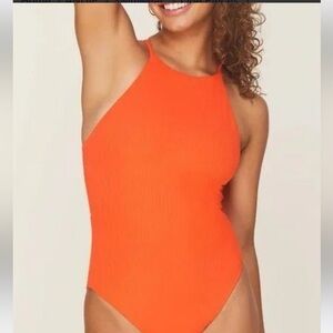 Andie Swim Asbury Ribbed High-Neck One-Piece Swimsuit